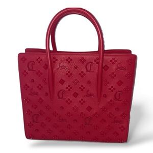 Christian Louboutin Loubinhesky Red Calfskin Leather Paloma Medium Tote Bag